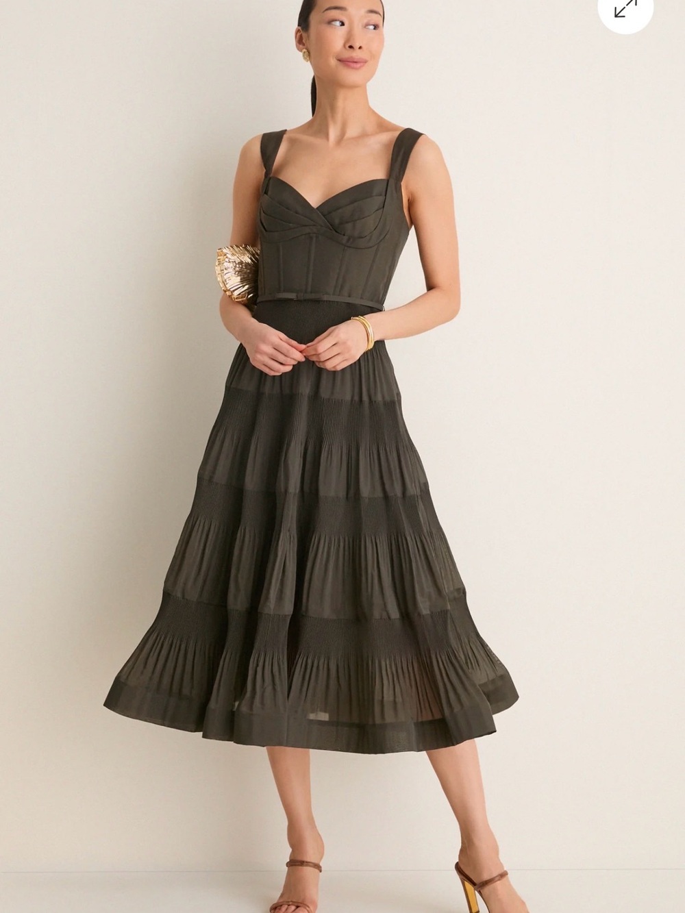 Zimmermann Olive Green Tiered Midi Dress